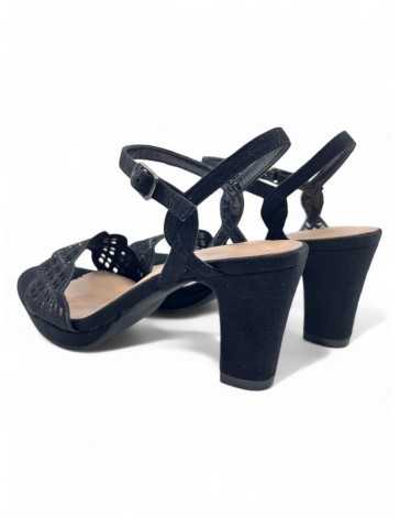 Sandalia tacon fiesta mujer color negro - Timbos Zapatos