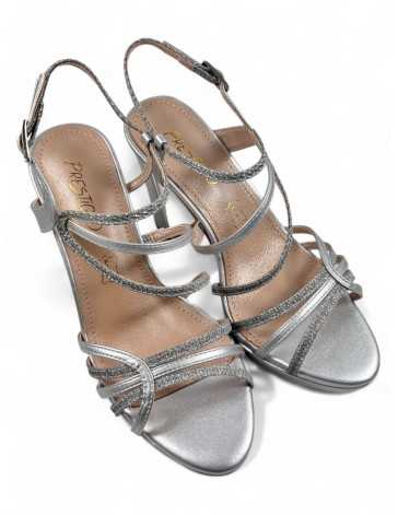 Sandalia tacon fiesta mujer color plata - Timbos Zapatos