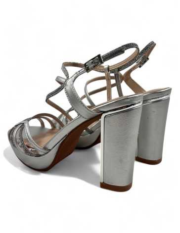 Sandalia tacon fiesta mujer color plata - Timbos Zapatos