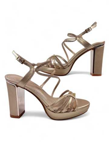 Sandalia tacon fiesta mujer color taupe - Timbos Zapatos