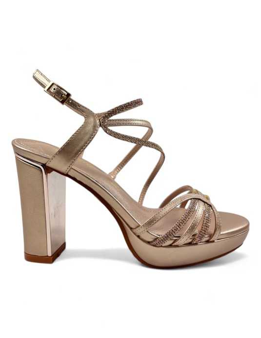 Sandalia tacon fiesta mujer color taupe - Timbos Zapatos