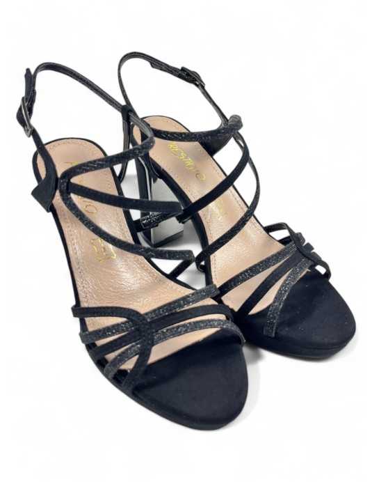 Sandalia tacon fiesta mujer color negro - Timbos Zapatos