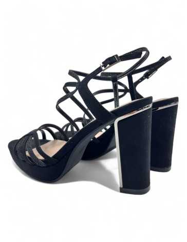 Sandalia tacon fiesta mujer color negro - Timbos Zapatos