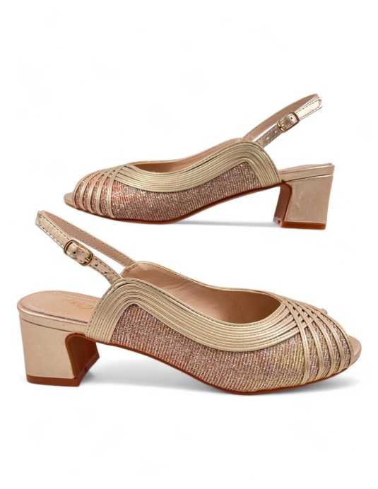 Sandalia tacon fiesta de mujer color taupe - Timbos Zapatos