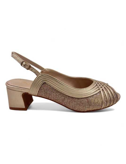 Sandalia tacon fiesta de mujer color taupe - Timbos Zapatos