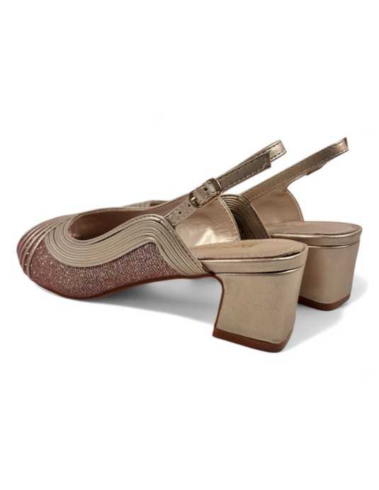 Sandalia tacon fiesta de mujer color taupe - Timbos Zapatos