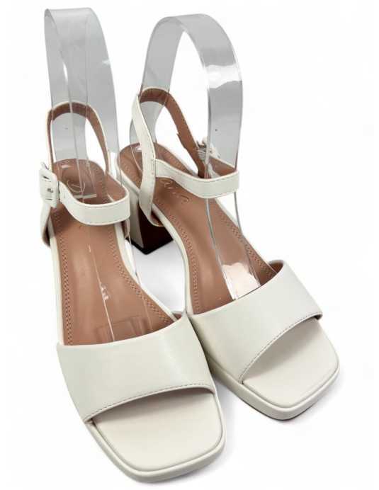 Sandalia tacón plataforma novias blanco - Timbos zapatos