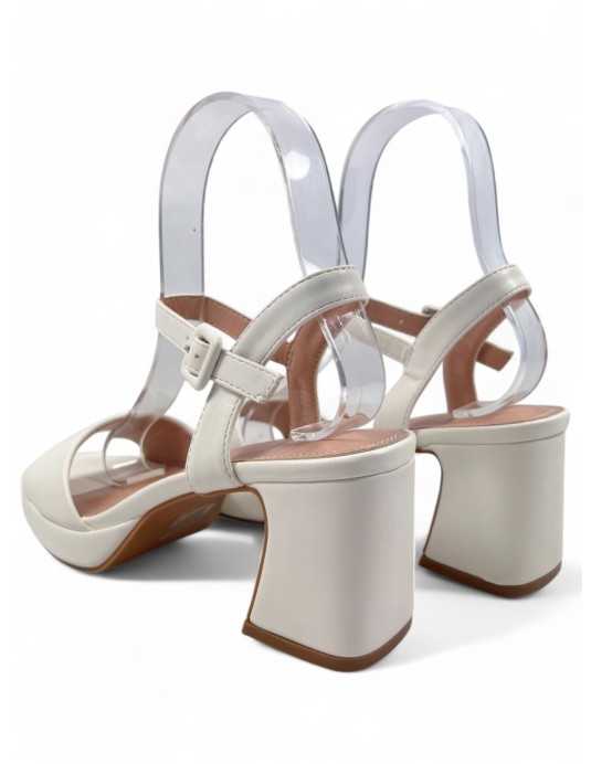 Sandalia tacón plataforma novias blanco - Timbos zapatos