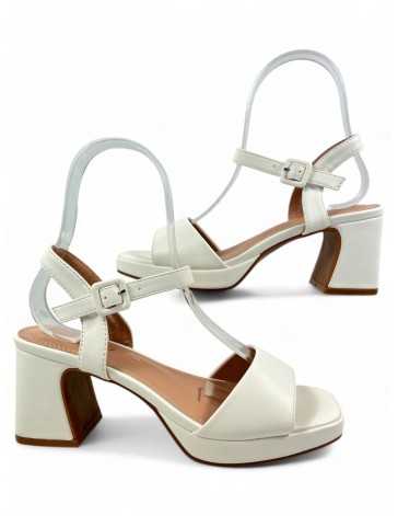 Sandalia tacón plataforma novias blanco - Timbos zapatos