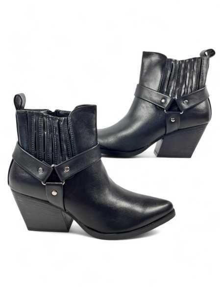 Botin cowboy de mujer color negro - Timbos zapatos