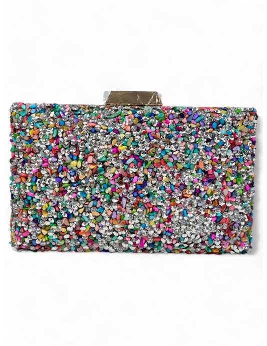 Clutch pedrería color negro multi - Timbos zapatos