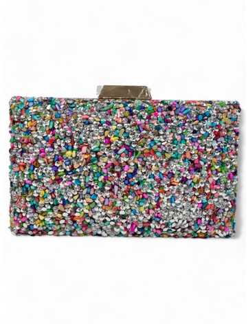 Clutch pedrería color negro multi - Timbos zapatos