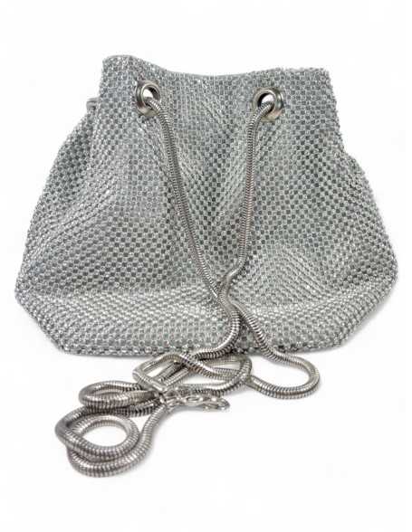 Bolso de fiesta tipo saco en color plata - Timbos zapatos