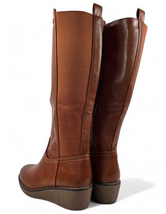 Bota de cuña para mujer color camel - Timbos Zapatos