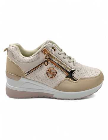 Deportivo cuña interior de mujer color beige - Timbos Zapatos