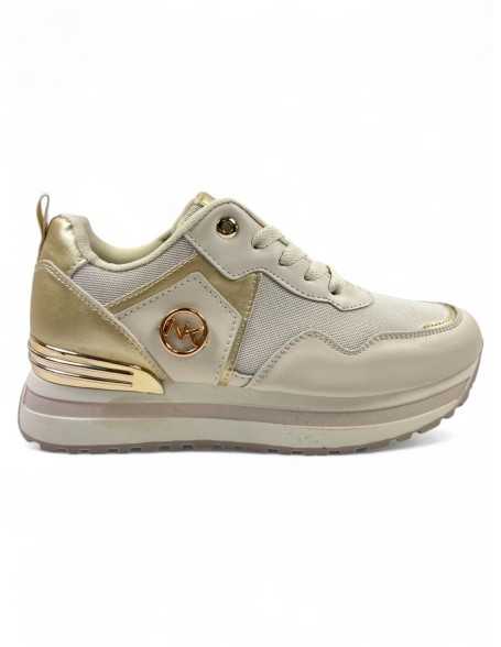 Deportiva de mujer color beige oro - Timbos Zapatos