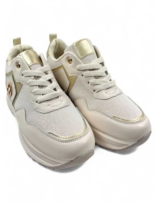 Deportiva de mujer color beige oro - Timbos Zapatos