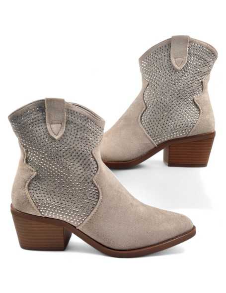 Botin cowboy de mujer color beige - Timbos zapatos