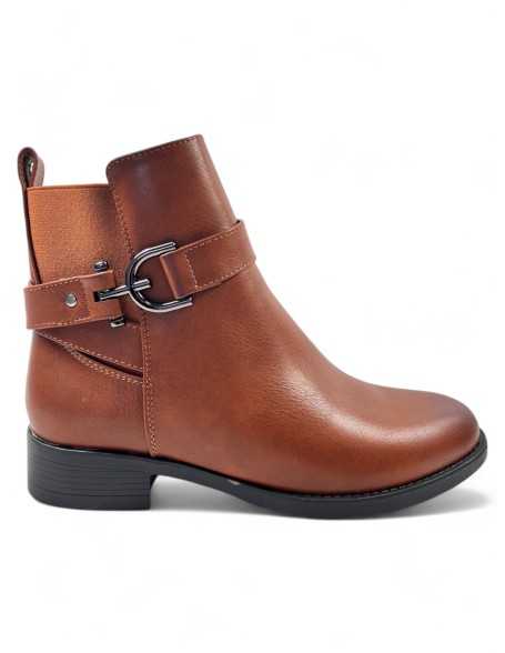 Botín plano de mujer color camel - Timbos Zapatos