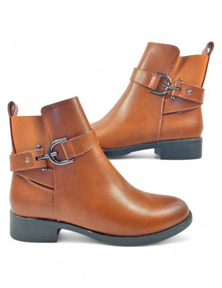 Botín plano de mujer color camel - Timbos Zapatos