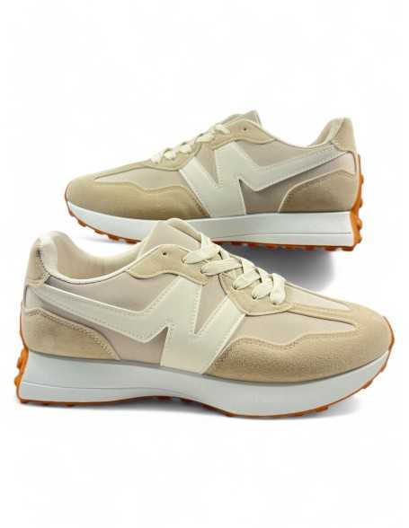 Deportiva de hombre para vestir en color beige blanco- Timbos Zapatos