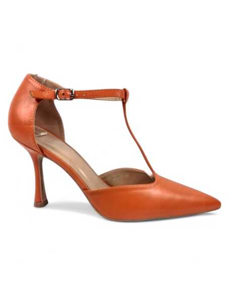 Salón con tacón naranja de mujer - Timbos Zapatos