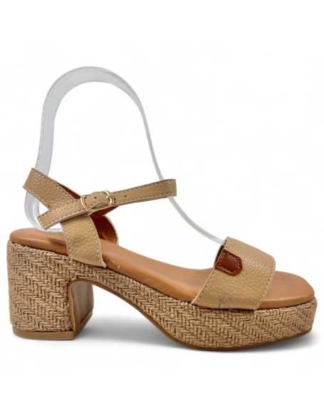 Sandalia de tacón vestir mujer color kaki - Timbos Zapatos