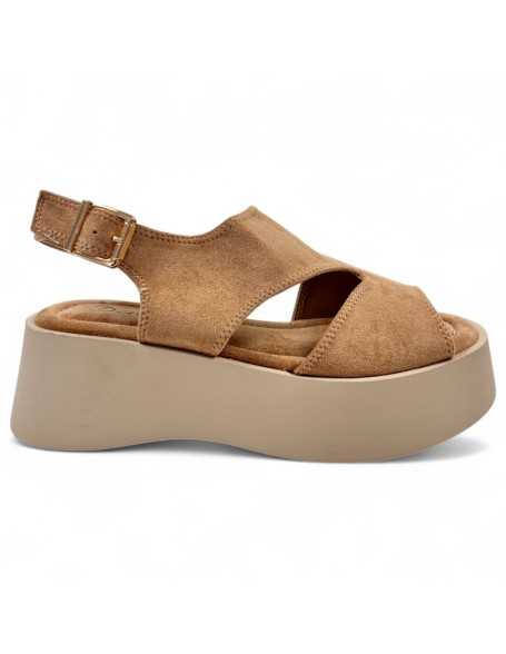 Sandalia plataforma mujer color beige - Timbos Zapatos
