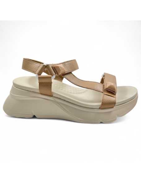 Sandalia cuña plataforma mujer color kaki - Timbos Zapatos